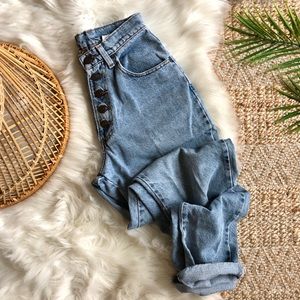 Paris Sport Club Vintage Button Fly Mom Jeans